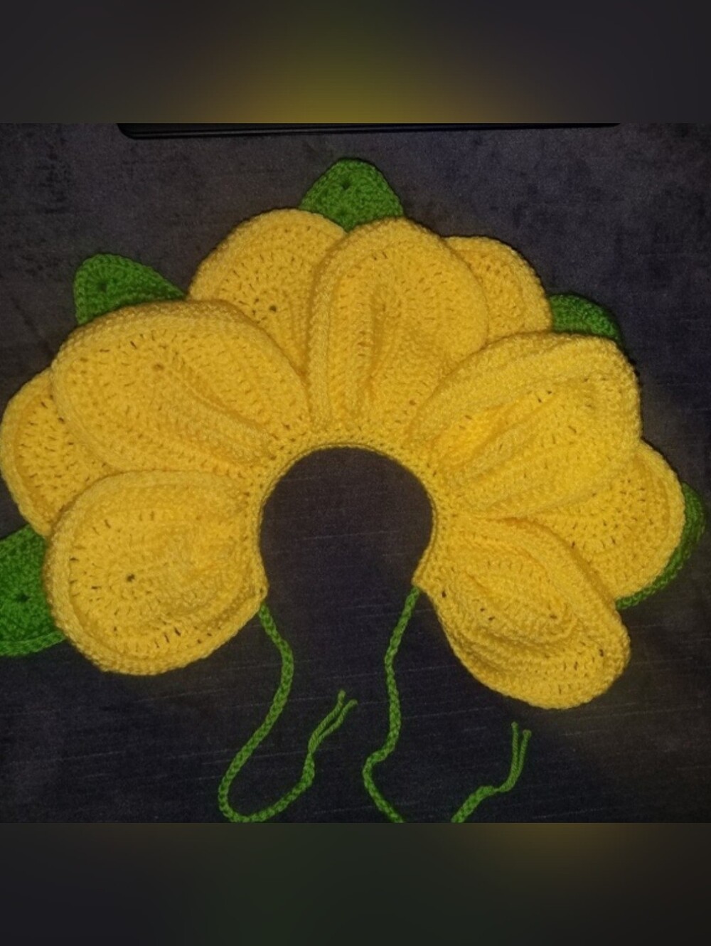 Handmade Crochet Sunflower Headpiece - Bright Yellow & Green